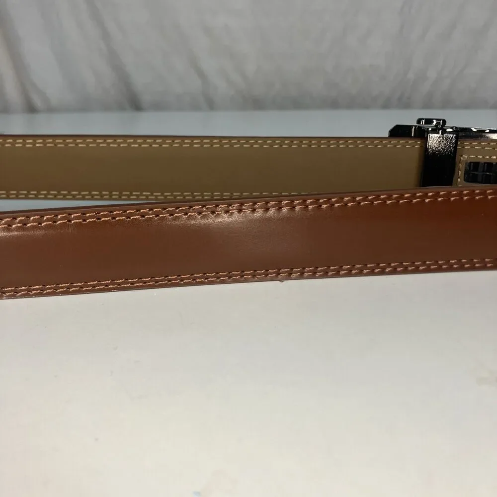 Chaoren Men’s Belt Leather Belt Ratchet Customizable Fit Medium Brown